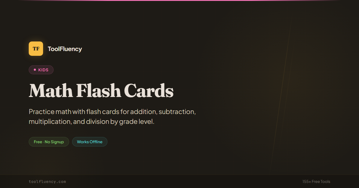 Math Flash Cards — Free Kids Math Game | ToolFluency