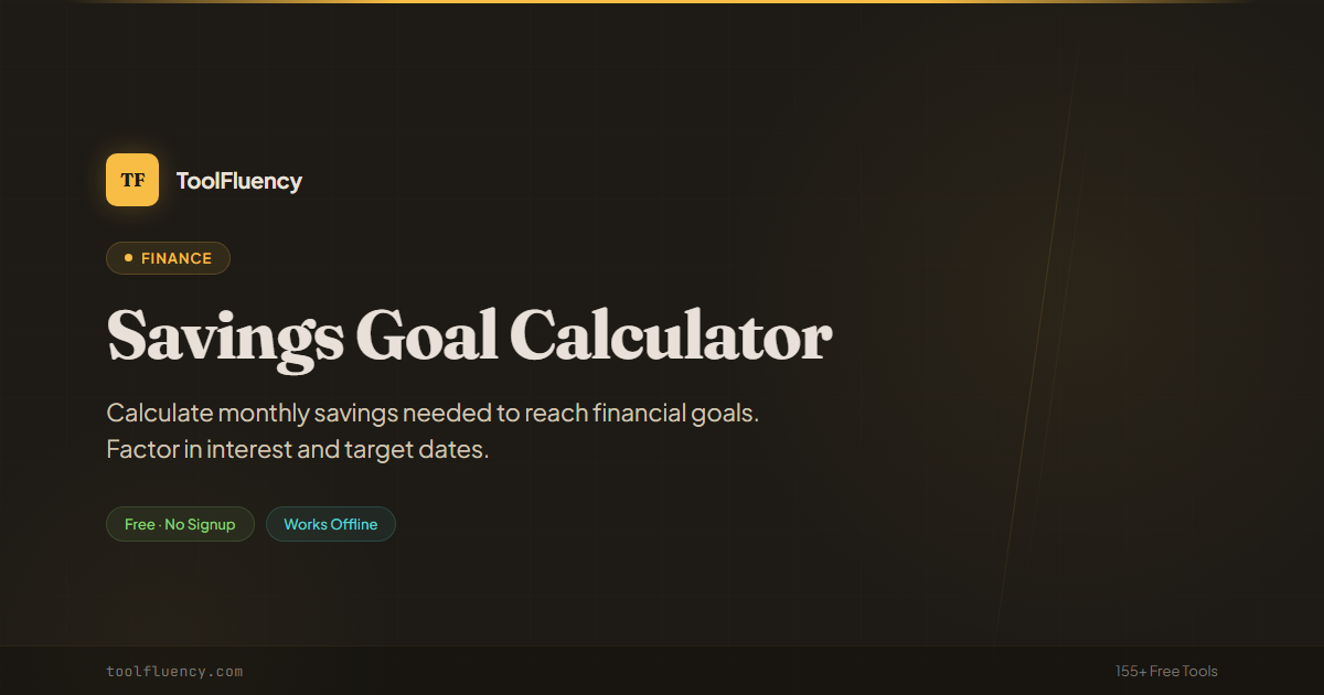 Savings Goal Calculator — Free Planner | ToolFluency