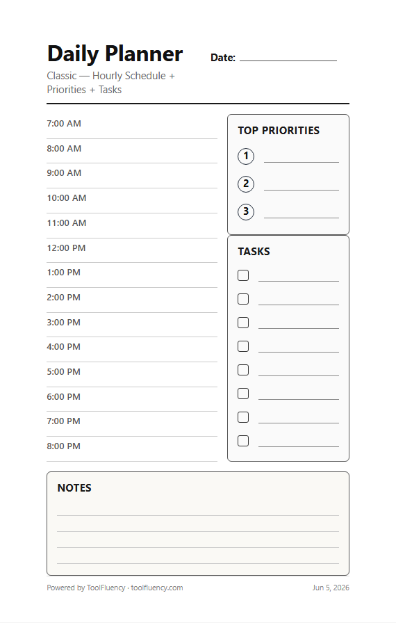 Daily planner preview