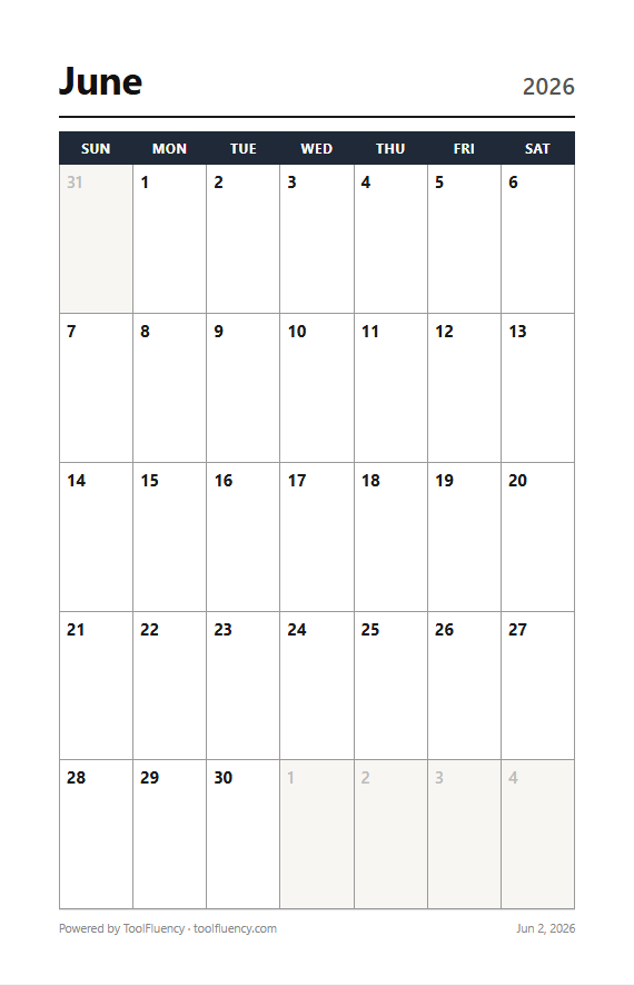 Monthly calendar preview