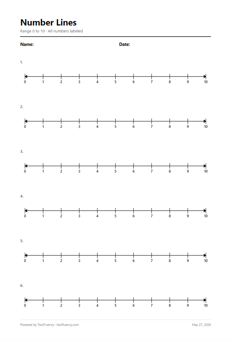Number line preview
