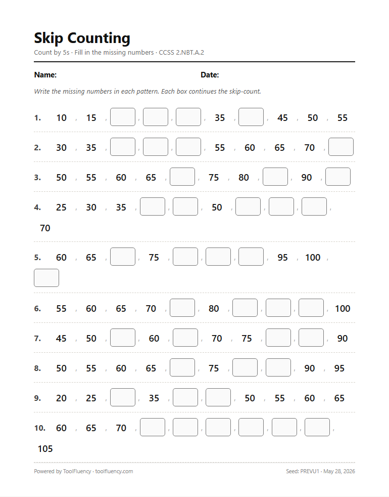 Skip counting preview